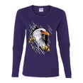 thumbnail image 2 of Torn Ripped Eagle Claws Animal Lover Womens Graphic Long Sleeve T-Shirt, Purple, Small, 2 of 3