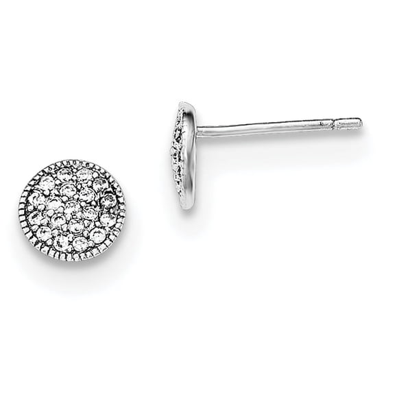 Primal Silver Sterling Silver Rhodium-plated Pavé Cubic Zirconia Circle Post Earrings