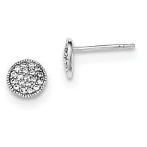 Primal Silver Sterling Silver Rhodium-plated Pavé Cubic Zirconia Circle Post Earrings