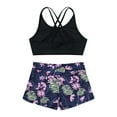 thumbnail image 3 of YEAHDOR Girls 2Pcs Animal Prints Sports Suit Crop Top with Wide Elastic Waistband Shorts, 3 of 7