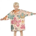 thumbnail image 3 of Colorful Butterfly Floral Star Beige Pattern Blanket Hoodies for Kids 6-13YR Oversize Wearable Blanket Hoodies for Boys Girls Teens, 3 of 7