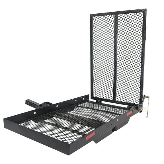 Folding Wheelchair Carrier Rack with Ramp Hitch Mount Steel Cargo Carrier Basket