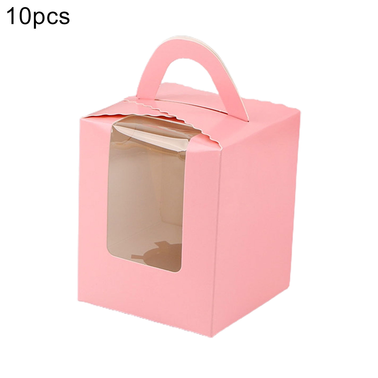 10 Pcs Individual Cupcakes Boxes, Portable Paper Cupcake Holder