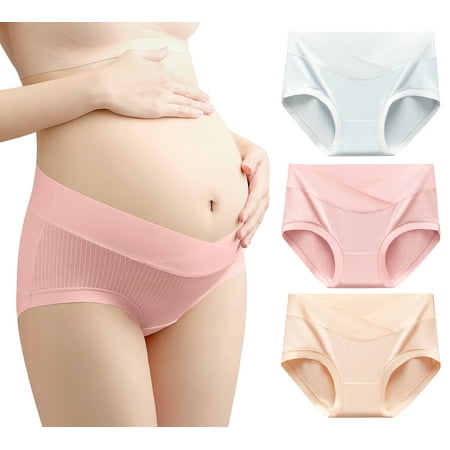 Happy Cherry Women s Plus Size Maternity Underwear Postpartum Underwear Pregnancy Panties Seamless Maternity Underwear Under Bump Low Rise Underpants Hipster Panty Modal Briefs 3 Pack 2XL