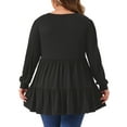 thumbnail image 4 of DARING DIVA Women's Plus V Neck Long Sleeve Peplum Babydoll Top 4X Black, 4 of 6