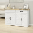 thumbnail image 3 of DUOSONG 47.95" Farmhouse Buffet Cabinet Storage Sideboard With 2 Drawers And 4 Doors For Dining Living Room Kitchen Cupboard-White White MDF Furniture Primary Living Space Cabinets, 3 of 11