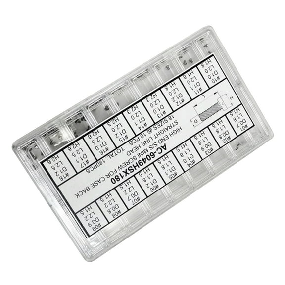 18 Sizes Stainless Steel Mini Screw Slotted Screw for Watch Back Case 180Pcs
