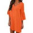 thumbnail image 3 of Womens Dresses for Wedding Guest Short Sleeve Tunic Dress V Neck Casual Loose Flowy Swing Shift Dress, 3 of 7