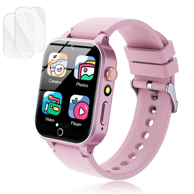 Reloj inteligente Luyiilo para niños con juegos de rompecabezas, cámara HD, color rosa