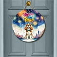 thumbnail image 2 of Happy New Year with Cavalier King Charles Spaniel Fireworks Holiday Xmas Winter 2025 Round Wood Sign Dog Lover Gifts Hanging Wall Home Decor - 00025, 2 of 5