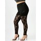 thumbnail image 2 of Leggings Ajustados de Cintura Alta con Encaje de Flor Rosegal Leggings de talla grande, 2 of 5