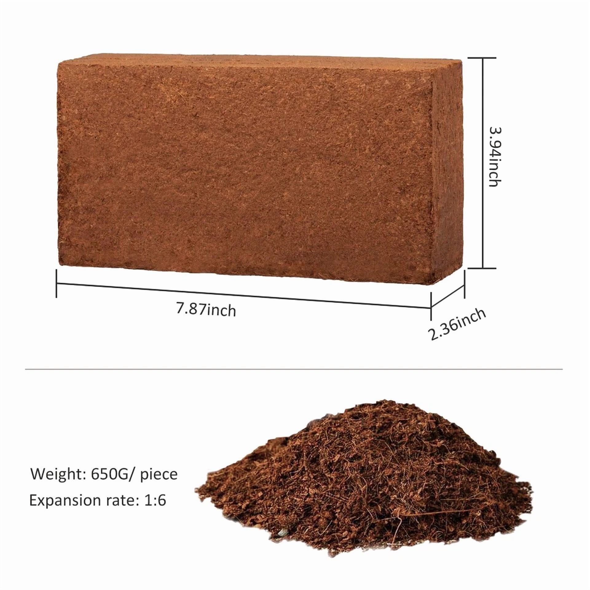 PURELY- 2-Pack 650G Coconut Growing Media Fiber Potting Soil Gardening Coco Coir Bricks
