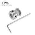thumbnail image 3 of Uxcell 5pcs 2GT Timing Pulley 16T 6mm Bore 13mm Dia. Aluminum Timing Belt Pulley with Spanner for 6mm Width Belt, 3 of 6