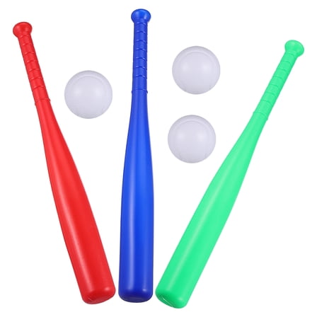 BESTYASH Kids Plastic Baseball Bat and Ball Set, 3 Bats 3 Balls, T Ball Toy for Outdoor Practice, 17 Inches