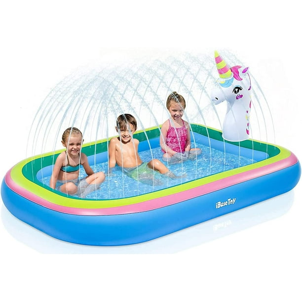 Intera Unicorn Sprinkler Pools for Kids, Splash Pad Inflatable Kiddie