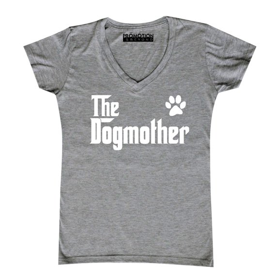 The Dogmother Dog Lovers Mother's Day Women's V-neck, S, Heather Grey