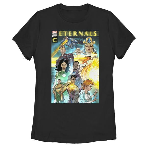 Women's Marvel Eternals Comic Book Cover  Graphic Tee Black Small