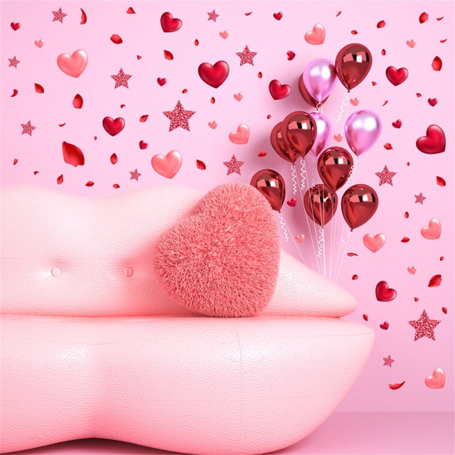 Fiudx Pegatinas de Pared de Rosas para San Valentín, Decoración Romántica para El Baño, Impermeables y Duraderas, Fáciles de Despegar y Pegar, Multiusos para Dormitorio o Sala de Estar, Ideal para Re