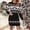 Black, variant on Festive Knit-Style Bodycon Dress | Women's Long Sleeve Christmas Print Bandage Dress for Holiday PartiesBlackXXL
