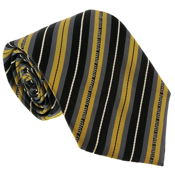 Roberto Cavalli ESZ047 01004 Mustard Regimental Stripe Tie for Mens