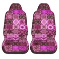 thumbnail image 2 of Easy to Install Car Universal Seat Cover, Pink Fractal Spiral Four Seasons Universal Front Seat Cover, 2-Piece, 2 of 8