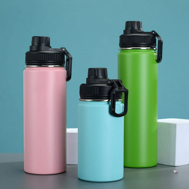AQwzh 32 oz Black Double Walled Vacuum Insulated Stainless Steel Water  Bottle with Wide Mouth and Straw Lid