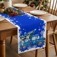 thumbnail image 5 of Blue Christmas Truck Cotton Linen Table Runner for Dining Kitchen, Xmas Tree Snowman Snowflake Wedding Outdoor Party Tablerunners Decoration, Dresser Scarf Coffee Tablecloth Runners 13x120 Inches, 5 of 9