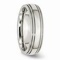 thumbnail image 4 of White Stainless Steel Ring Band Wedding Beaded Standard Grooved, 4 of 5
