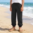 thumbnail image 6 of JAJAHO Girls Jogger Pants Breathable Linen Casual Drawstring Loose Fit Ankle-Tied Pants Summer Beach Vacation Clothes 7-16Y Stylish Trousers, 6 of 7