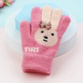thumbnail image 2 of TAIAOJING Winter Gloves for Toddler Kids Toddler Girls Gloves Rabbit Cute Cartoon Outdoor Winter Velvet Thickened Warm Cold Five Finger Gloves, 2 of 4