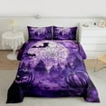 thumbnail image 2 of Manfei Purple Horroe Pumpkin King Size Comforter Sets,Spooky Halloween Bedding Comforter Set,Black Spider Webs Bedding Set For Kids,Luxury Bedroom Decor Reversible,3pcs, 2 of 8