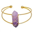 thumbnail image 1 of Nvzi Pulsera de cuentas hecha a mano, pulsera de columna hexagonal de doble punta con piedra cruda natural, pulsera de apertura ajustable tejida a mano (púrpura), 1 of 5