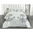 thumbnail image 3 of Ambesonne Anchor Quilted Bedspread Set 3 Pcs, Vintage Sketch of Anchor, Queen Size, Dark Teal White, 3 of 5