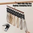 thumbnail image 5 of Hanging Drying Rack with 10 Clips, Wooden Laundry Drying Rack for Socks, Underwear, Delicates, Space Saving Over Door or Shower Rod, Balcony Clothes Airer, Home Organizer, 5 of 6