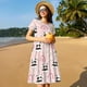 thumbnail image 4 of Disketp Cute Cartoon Panda para Vestido de Manga Corta para Mujeres, Vestidos de Verano para Mujeres, Casual y Holgado para la Playa, 4 of 6