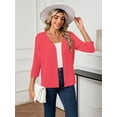 thumbnail image 2 of HOWCOME Open Front Cardigan for Women Button Down 3/4 Sleeve Knitted Tops Casual Layer, Coral Red M, 2 of 7