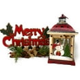 thumbnail image 2 of Candle Holder Lantern Vintage Rustic Christmas Winter Holiday Snowman Design Wood Metal Glass Colorful Indoor Decor 10" x 6", 2 of 7