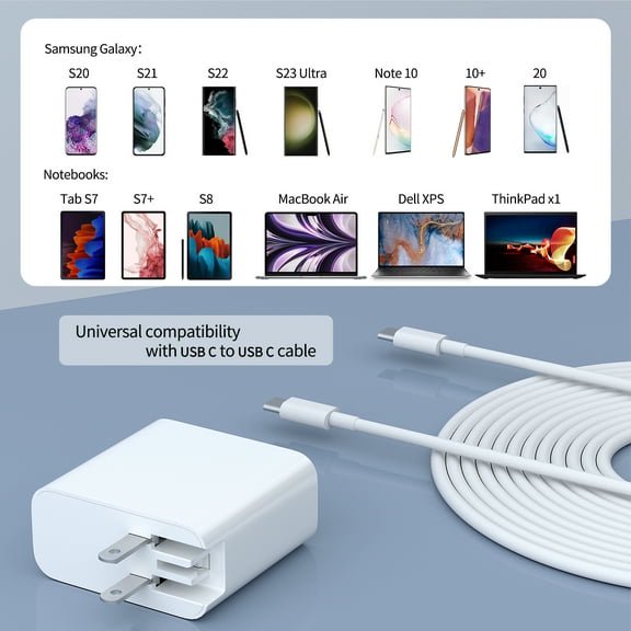PGENDAR 45W USB-C Super Fast Charger Type C Wall Charger Block with Android Phone Charger Cable for Galaxy Ultra/S22+/Note 20/S20/S21S23 Ultra/S23/S23+/S22+/S22 , Galaxy Tab S7+/S8+