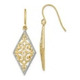 thumbnail image 5 of 14k Yellow Gold with Rhodium with  RH Diamond Shape Filigree Wire Dangle Earrings, 5 of 7