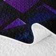 thumbnail image 5 of Castle Fairy Abstract Glowing Square Quilt King 3 Pieces,Minimalism Lit Cube King Coverlet Set,Purple Blue Black,1 Bedspread and 2 Pillowcases, 5 of 7