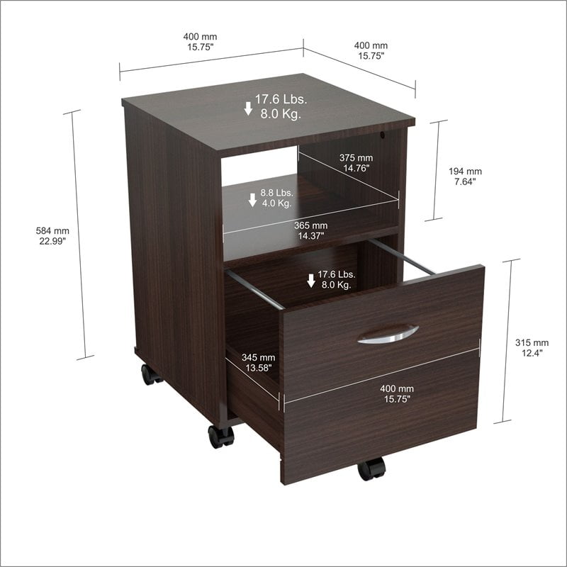 Inval 1 Drawer Vertical Wood Lockable Filing Espresso