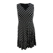 Tommy Hilfiger Women's Polka-Dot Fit & Flare Dress (12, Black/Ivory)