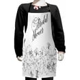 thumbnail image 1 of Bridal Shower Kids Apron, Romantic Bride Party with Flowers Buds and Leaves Floral Arrangement, Boys Girls Apron Bib with Adjustable Ties for Cooking Baking Painting, Black and White, by Ambesonne, 1 of 2