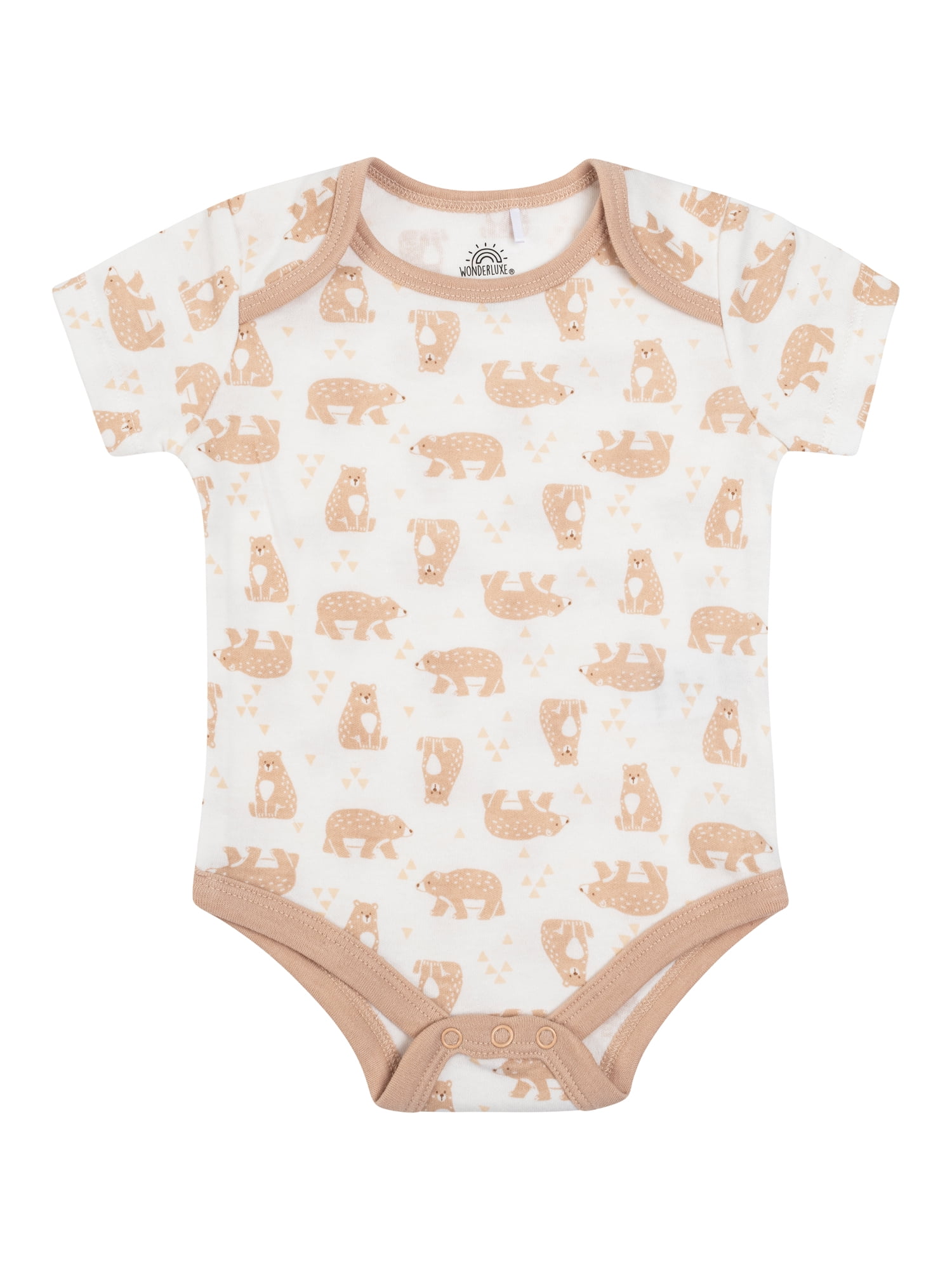 Wonderluxe Baby Girls' Short Sleeve Bodysuits, 3-Pack, Sizes 0-3M-6-9M