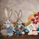 thumbnail image 3 of 2 figuras de conejitos de paja para decoración de Pascua, ideales para el jardín. Azul, 3 of 9