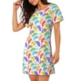 thumbnail image 2 of Xecao Chemises de Nuit Colorées pour Femmes, Chemise de Nuit Ample à Manches Courtes, Robe de Nuit Décontractée Imprimée, 2 of 6