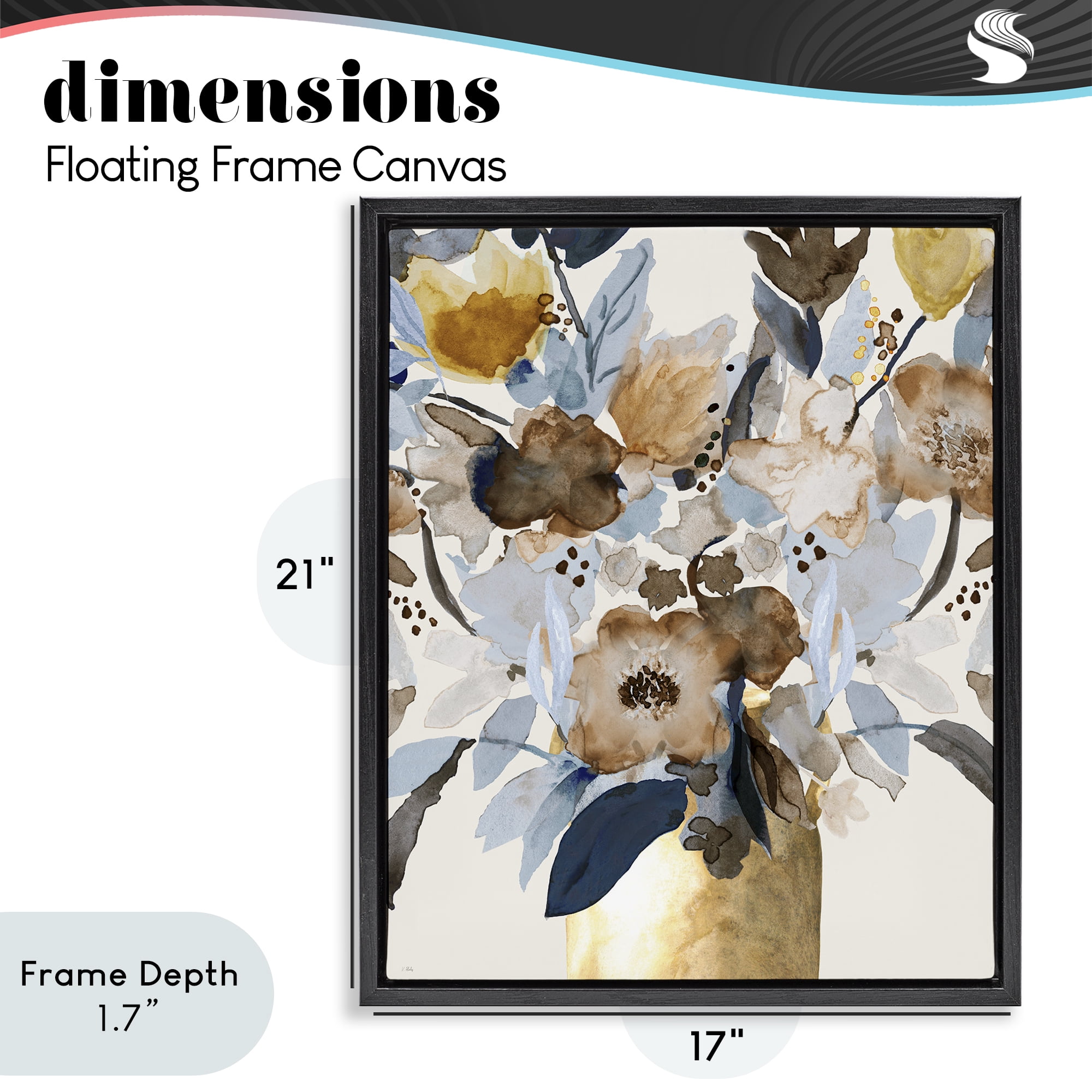 Stupell Industries Expressive Earthy Blossoms Black Framed Floater Canvas Wall Art, design by Val Rhodes