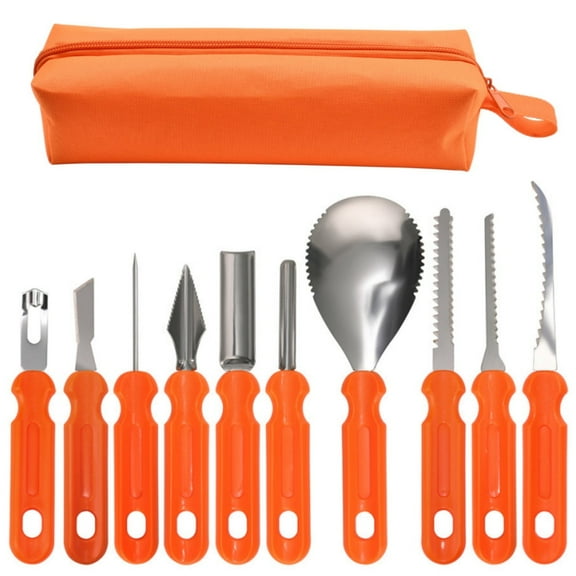 Pumpkin Carving Kit, Boriyuan 10Pcs Stainless Steel Pumpkin Carving Tools Set with Storage Bag, DIY Pumpkin Carving Set Sculpting Tools for Halloween Decoration, Gifts for Halloween