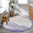 thumbnail image 3 of Round Rugs 3Ft, Purple Coastal Wave Round Area Rug Washable Indoor Throw Carpet, Summer Modern Ocean Beach Small Non Slip Circle Rug for Bedroom Living Room Home Decor Aesthetic, 3 of 8
