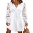 thumbnail image 1 of Robe Décontractée Automne pour Femmes Boutons Dentelle Florale Manches Longues Mini Robe, 1 of 5